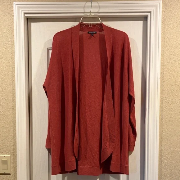 Eileen Fisher Women's Open Front Cardigan Sweater - Rust XL Like New - Picture 2 of 6